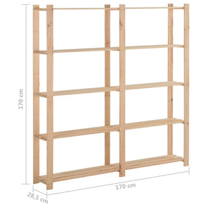 Lagerhylla 5 hyllplan 170x28,5x170 cm massivt granträ