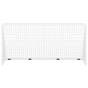 Fotbollsmål med nät vit 366x122x182 cm stål