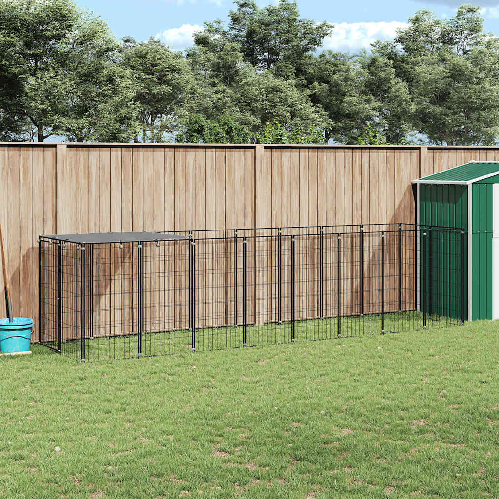 Hundgård svart 4,84 m² stål