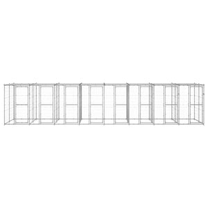 Hundgård för utomhusbruk galvaniserat stål med tak 19,36 m²