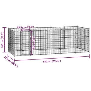 Hundgård för utomhusbruk stål 12,1 m²