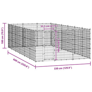 Hundgård för utomhusbruk stål 21,78 m²