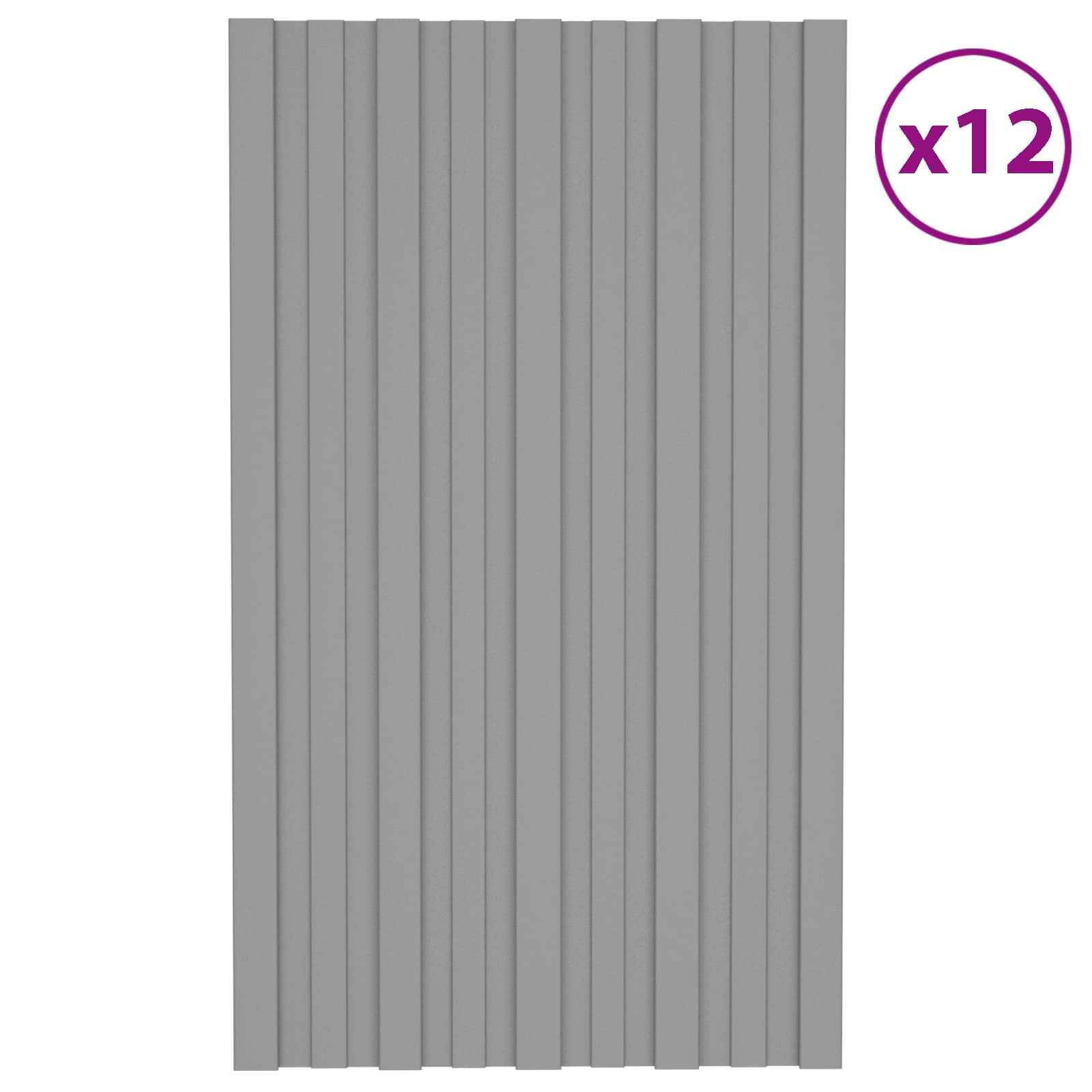 Takpanel 12 st Grå 80 x 45 cm Galvaniserat stål