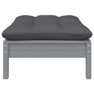 Fotpall med dyna för trädgården antracit massiv furu