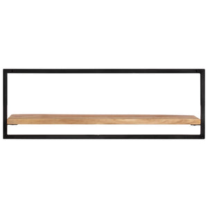 Vägghyllor 2 st 100x24x35 cm massivt akaciaträ och stål