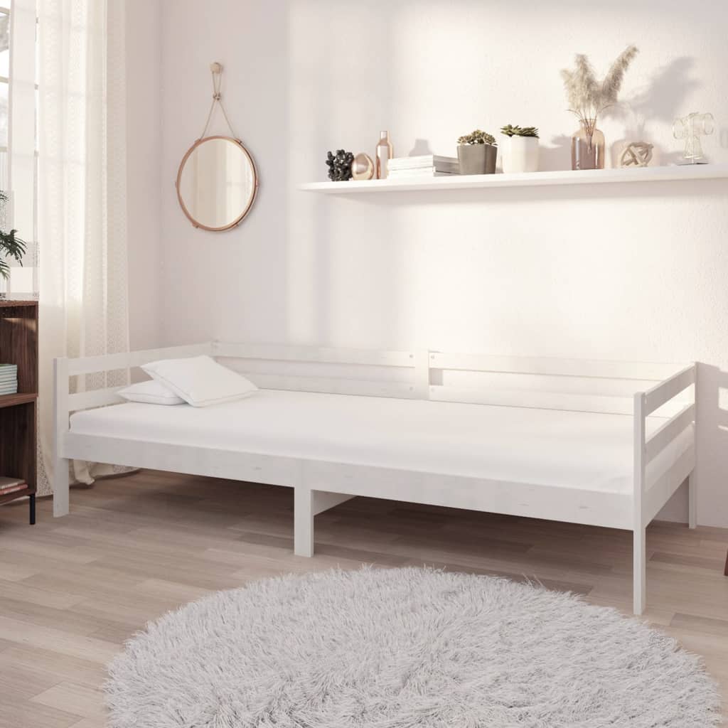 Dagbädd med madrass vit 90x200 cm massiv furu