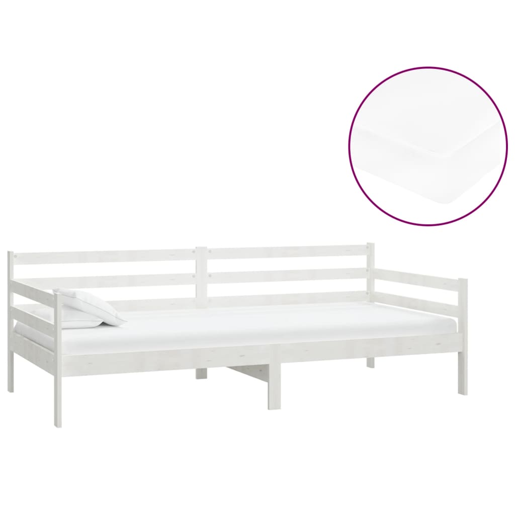 Dagbädd med madrass 90x200 cm vit massiv furu