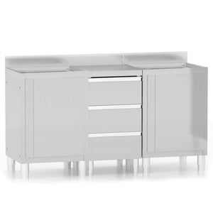 Kommersiella köksskåp 3 st rostfritt stål