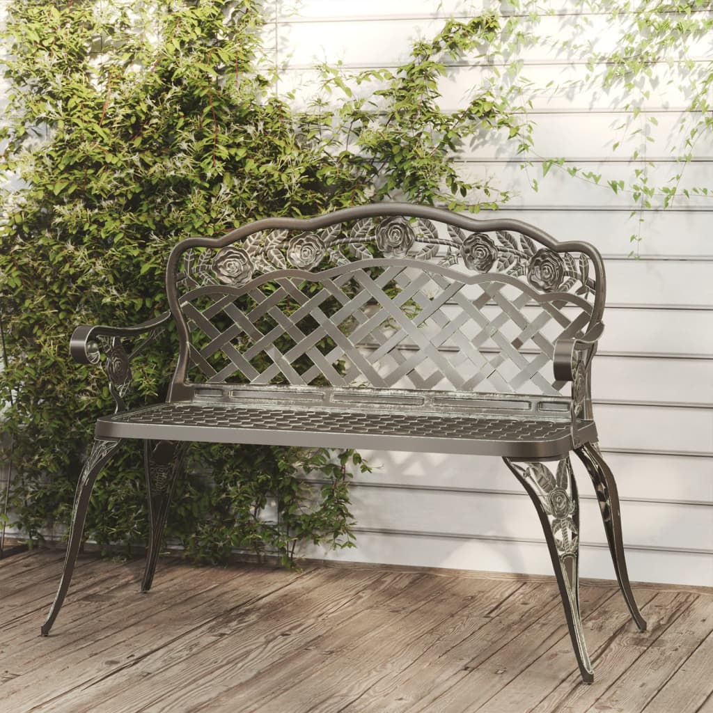 Trädgårdsbänk 108 cm gjuten aluminium grön