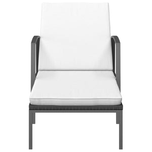 Solsängar 2 st med bord konstrotting svart