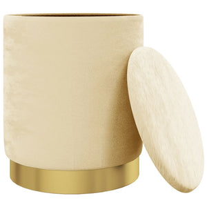 Rund förvaringspall aprikos sammet 31 x 37 cm