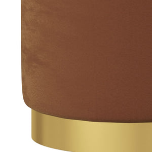 Rund förvaringspall brun sammet 31 x 37 cm