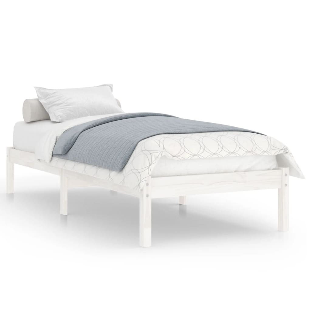 Sängram vit massivt trä 75x190 cm