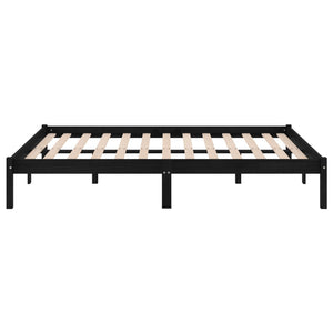 Sängram svart massivt trä 135x190 cm