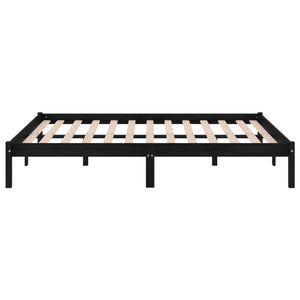 Sängram svart massivt trä 150x200 cm