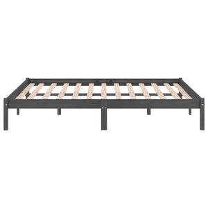 Sängram grå massiv furu 200x200 cm