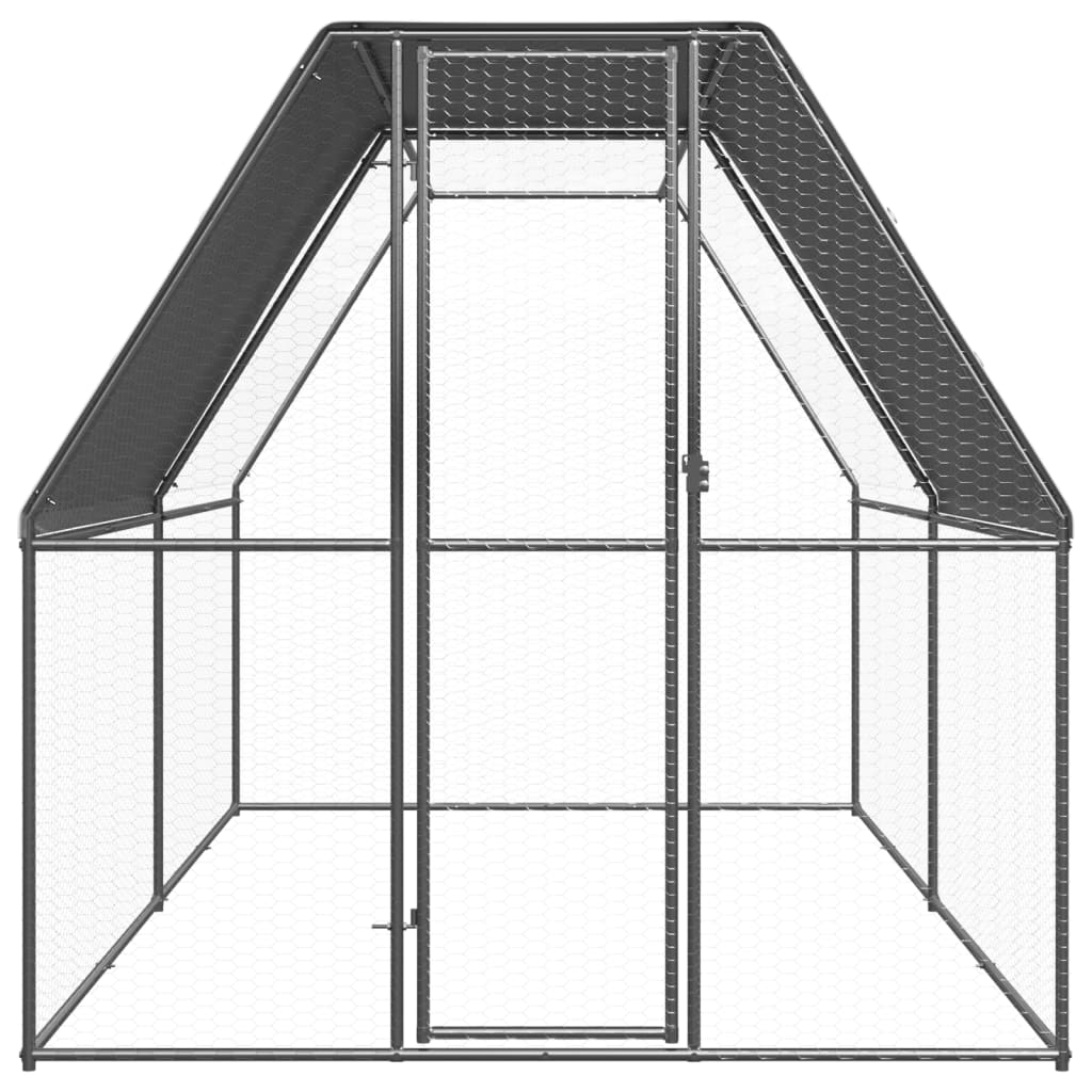 Hönsbur för utomhusbruk 2x4x2 m galvaniserat stål