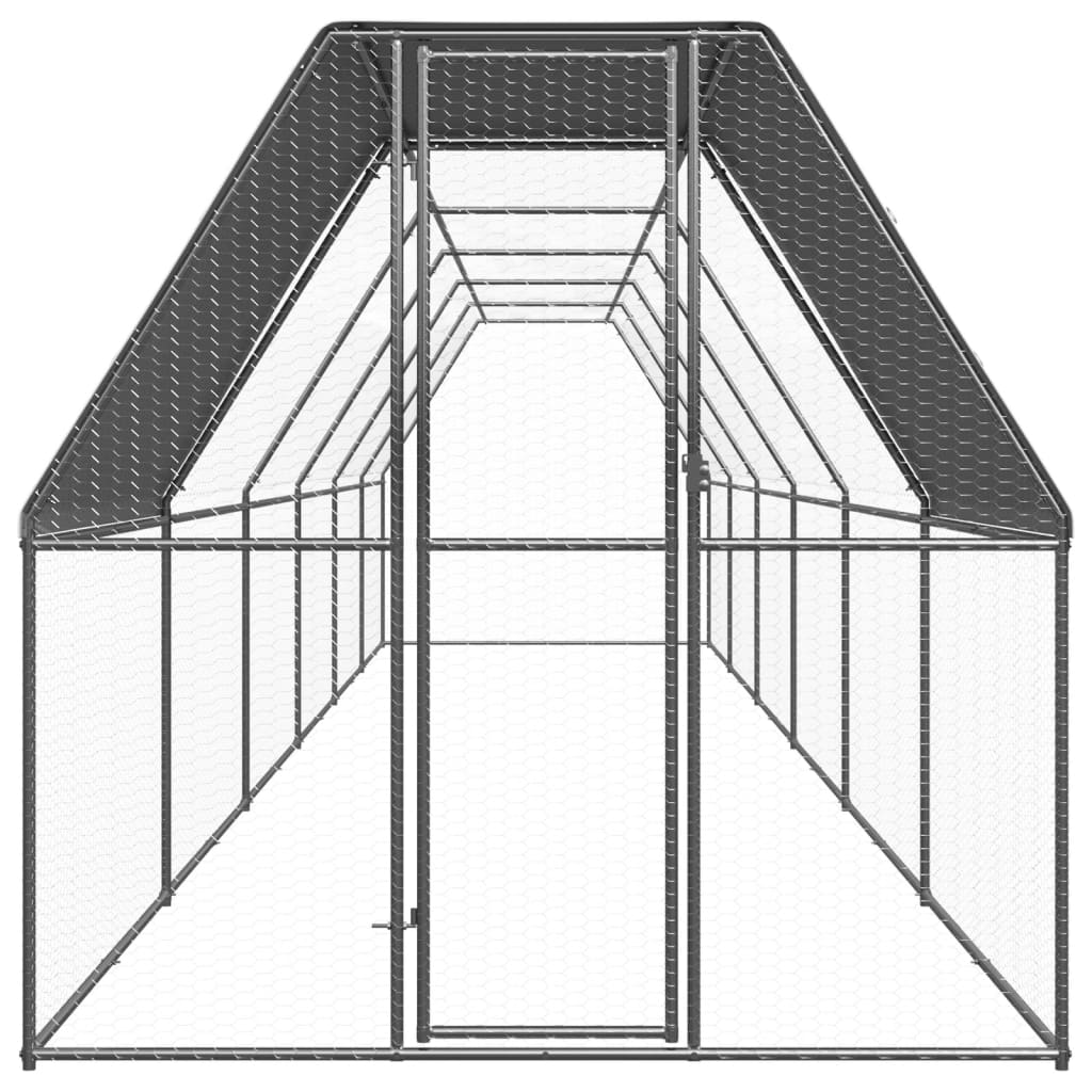 Hönsbur för utomhusbruk 2x12x2 m galvaniserat stål