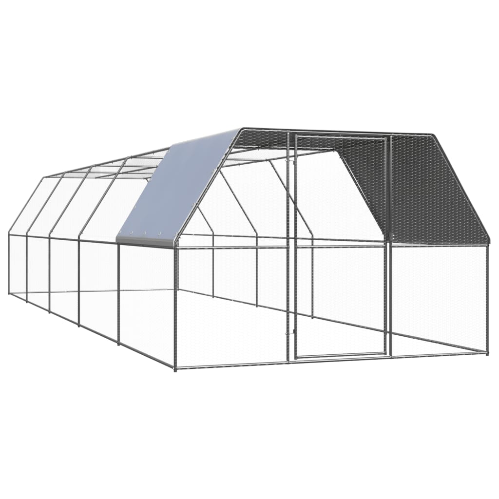 Hönsbur för utomhusbruk 3x10x2 m galvaniserat stål