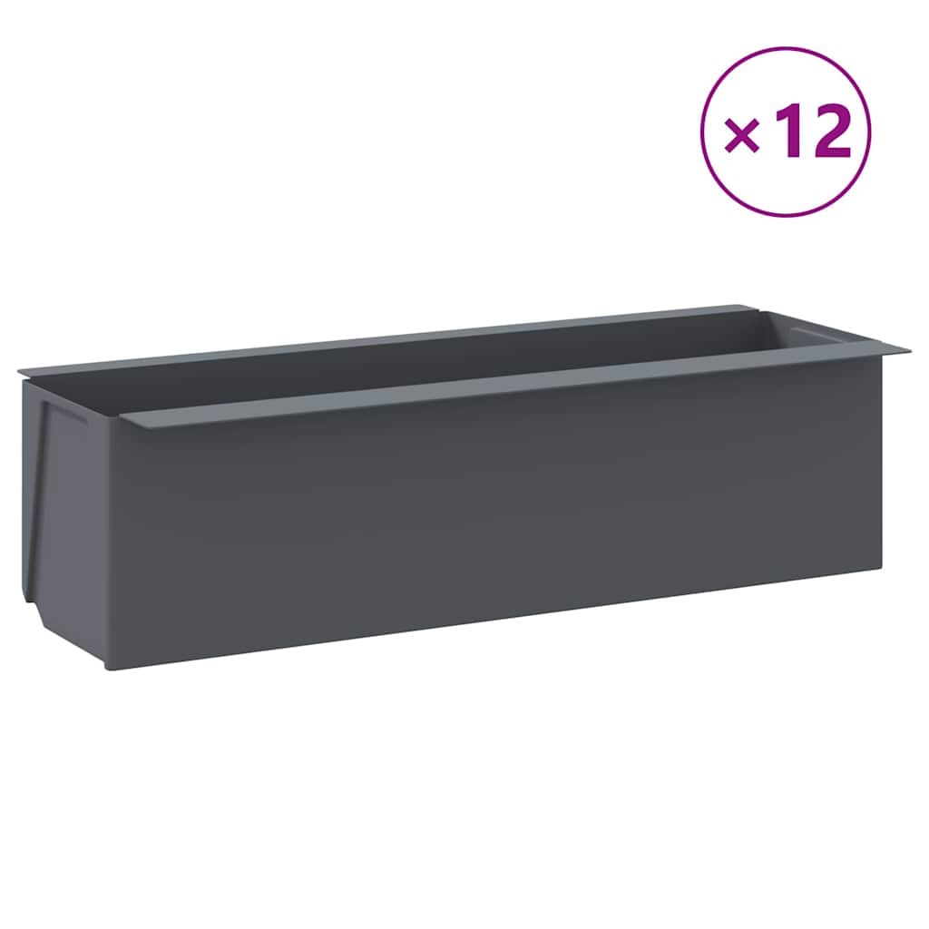 Blomlådor för Europallar 12 st grå 36x13,5x9,5 cm PP