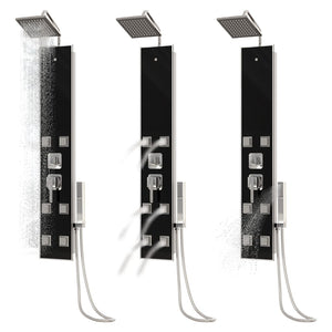 Duschpanel glas 18x45,5x130 cm svart