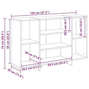 Byrå sonoma-ek 120x30x75 cm konstruerat trä