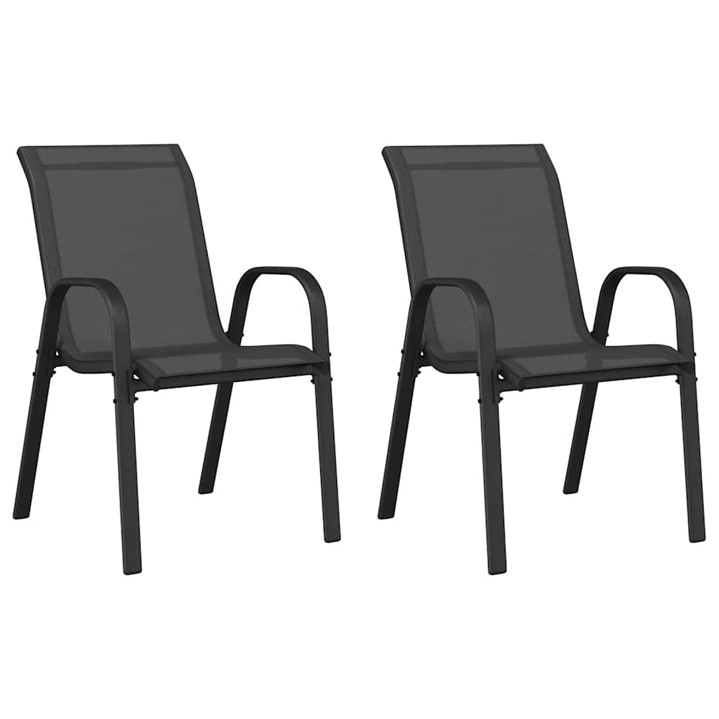 Stapelbara trädgårdsstolar 2 st svart textilentyg