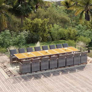 Matgrupp för trädgården med dynor 17 delar grå konstrotting