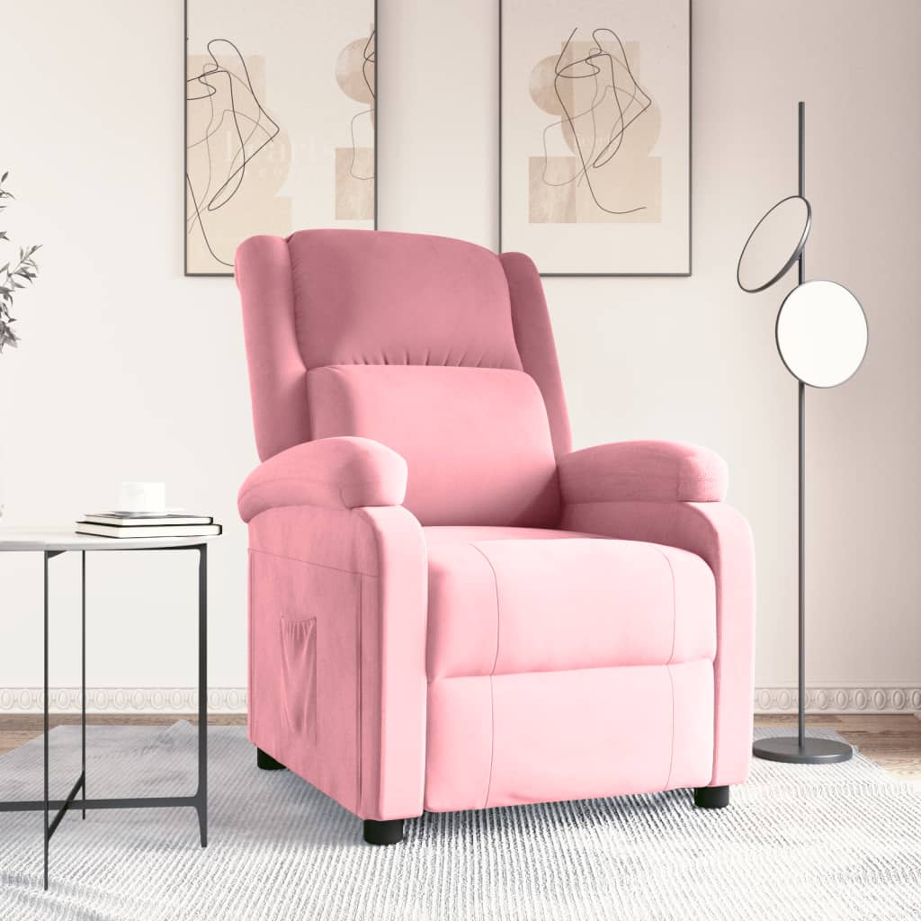 Reclinerfåtölj rosa sammet