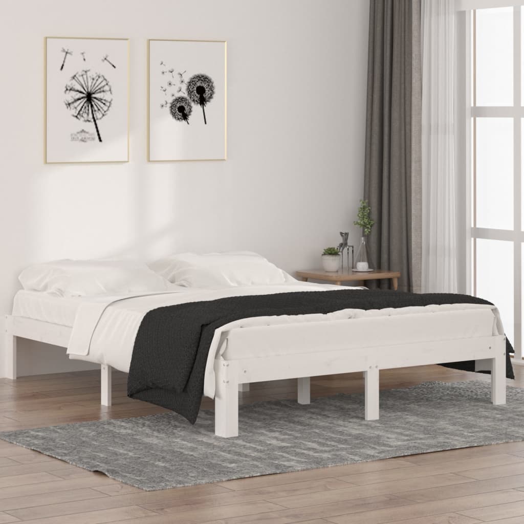 Sängram vit massiv furu 140x190 cm
