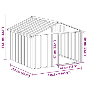 Hundgård grå 116,5x103x81,5 cm galvaniserat stål