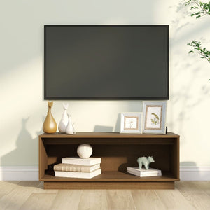 Tv-bänk honungsbrun 90x35x35 cm massiv furu