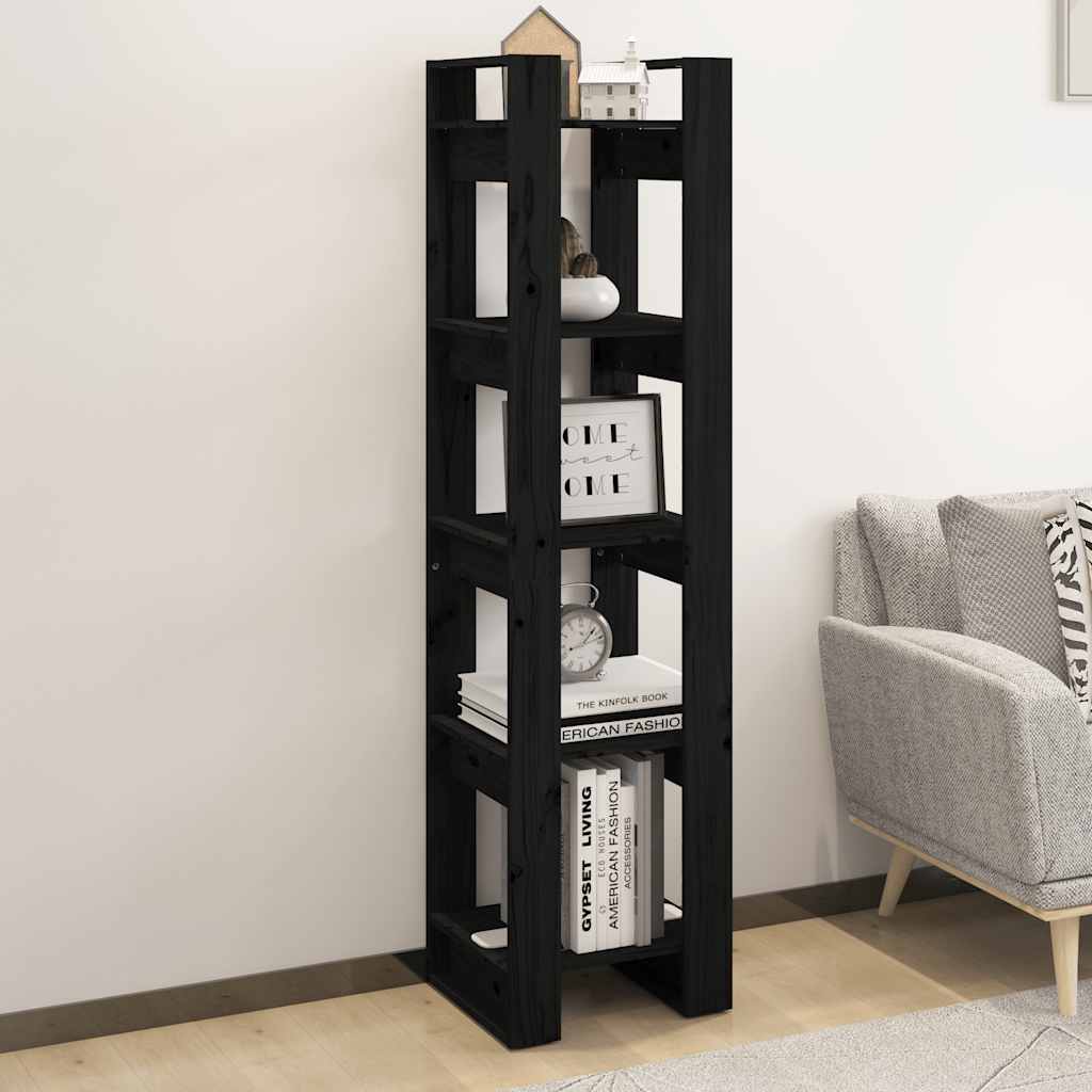 Bokhylla/Rumsavdelare svart 41x35x160 cm massiv furu