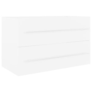 Badrumsskåp med inbyggt handfat vit konstruerat trä