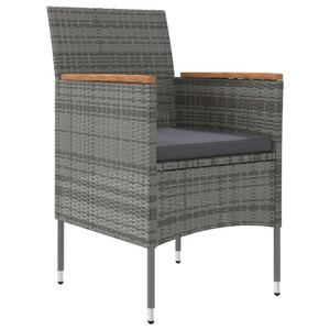 Matgrupp för trädgården med dynor 3 delar grå och svart