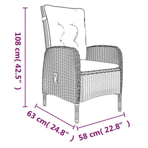 Matgrupp för trädgården med dynor 7 delar grå och svart