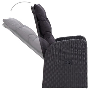 Matgrupp för trädgården med dynor 5 delar svart