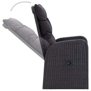 Matgrupp för trädgården med dynor 9 delar svart