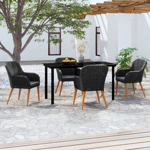 Matgrupp för trädgården med dynor 5 delar svart