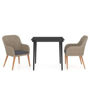 Matgrupp för trädgården med dynor 3 delar brun