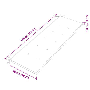 Bataviabänk med grå dyna 150 cm massiv teak