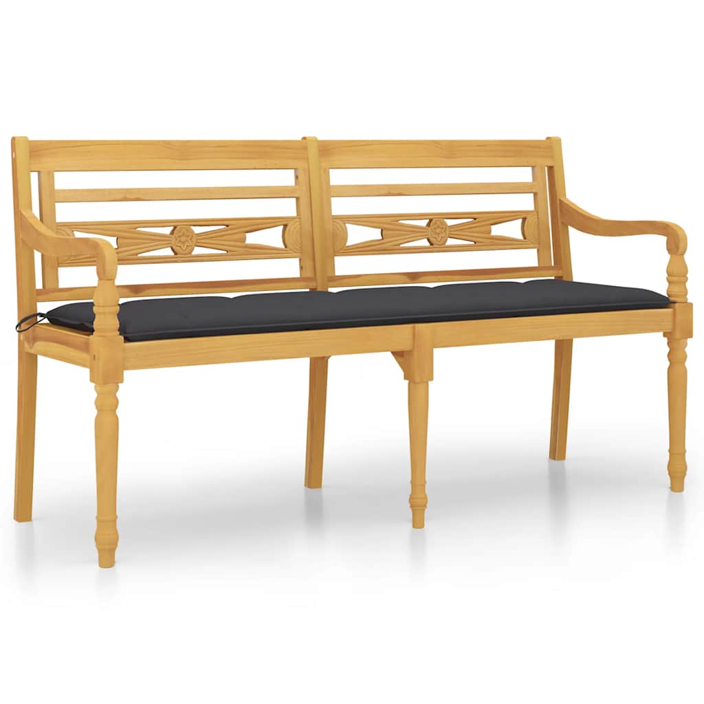 Bataviabänk med antracit dyna 150 cm massiv teak