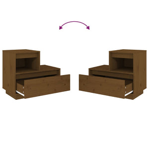 Sängbord 2 st honungsbrun 60x34x51 cm massiv furu