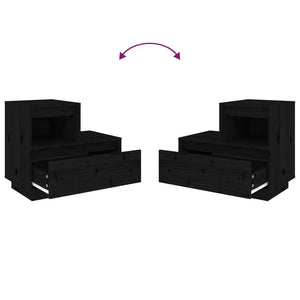 Sängbord 2 st svart 60x34x51 cm massiv furu