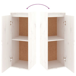 Tv-bänk 2 st vit massiv furu