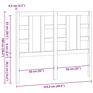 Sänggavel svart 126x4x100 cm massiv furu
