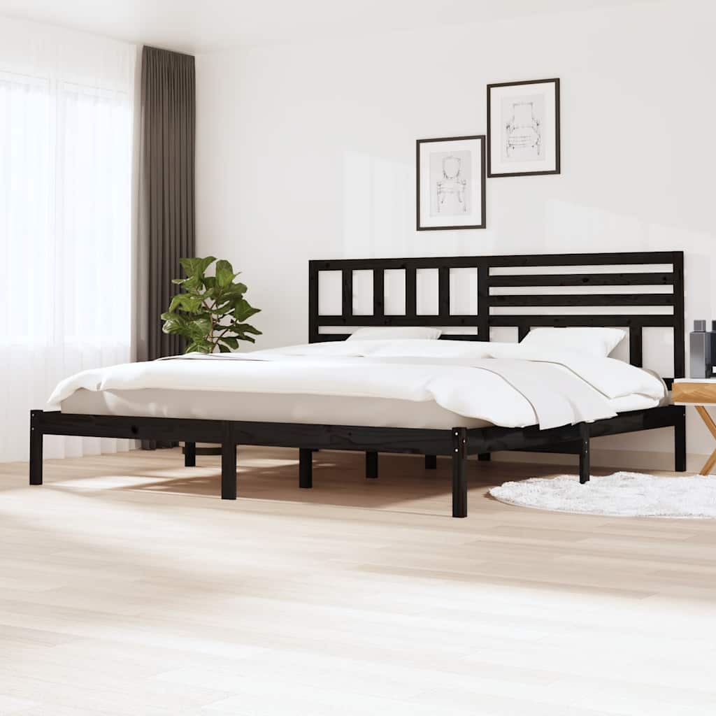 Sängram svart massiv furu 200x200 cm