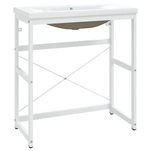 Handfatsställ med inbyggt handfat vit järn