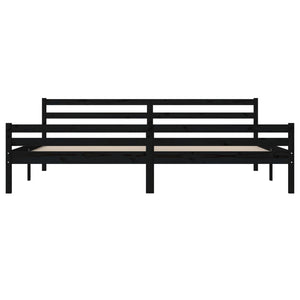 Sängram svart massivt trä 200x200 cm