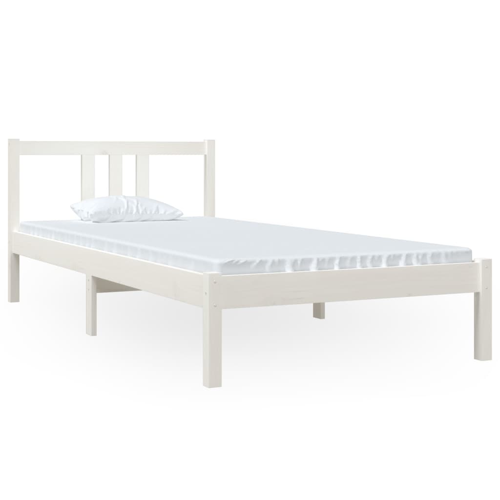 Sängram vit massivt trä 90x200 cm